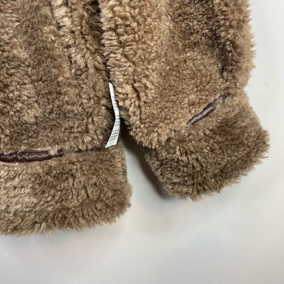 ASOS Hero Borg Brown Faux Fur Teddy Bomber Chuck on Coat Jacket 6 Petite New - Picture 7 of 16